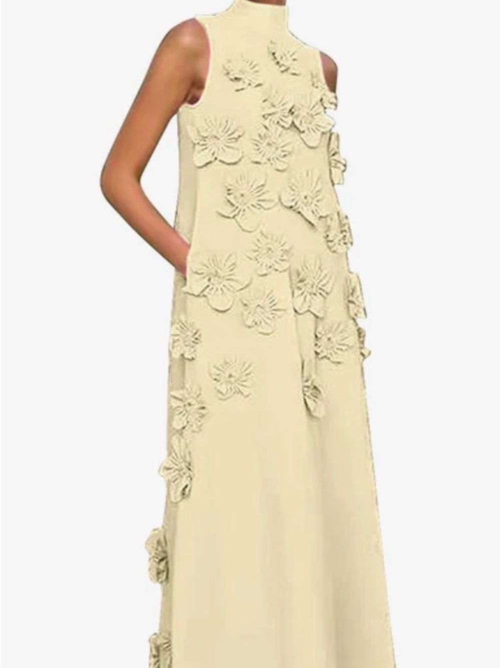 Allure Cream 3D Floral Appliqué Gown